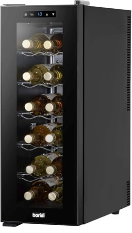 Pink Beryl DH73 Weinkühlschrank für 12 Flaschen, superleise 25 dB, Touch-Steuerung, LED, Schwarz