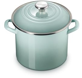 Le Creuset Traditioneller Suppentopf aus Emaille auf Stahl, 7,6 l, Meersalz mit Edelstahlknauf