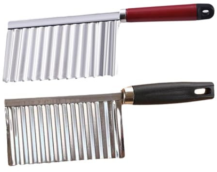 FUNNETOYU 2stücke Wellenform Kartoffelschneider Aus Edelstahl Wellenmesser Für Gemüse Und Pommes Frites Küchenhelfer Mit Rutschfestem Griff