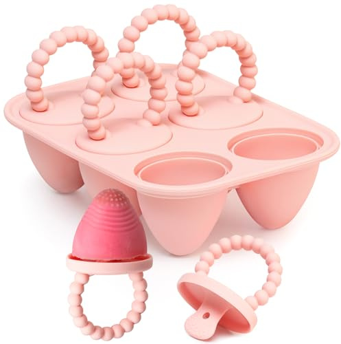 6 tråg, babyglassformar, silikonglass, pinnglassformar med handtag, silikon, miniglassformar för baby/småbarn, barn, BPA-fri, livsmedelssäker, lätt att rengöra, perfekt för fruktmos och bröstmjölk