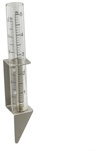 Pluviomètre d'extérieur en verre de grande capacité avec base de support en métal - Design innovant - 12,7 cm
