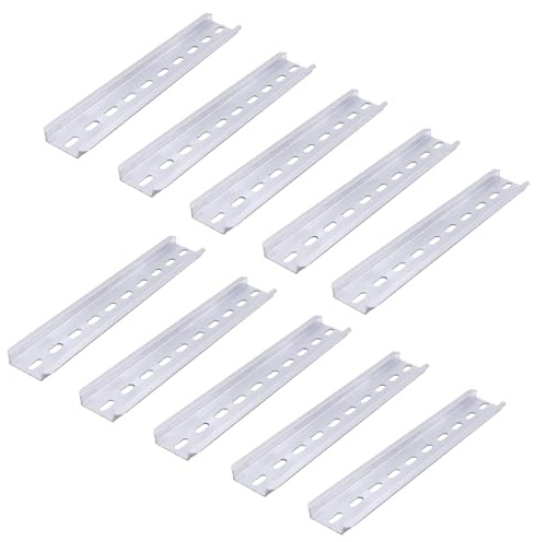 HERKINDNESS 10 Stück Montageschiene, 20 x 3,5 x 0,75 cm Hutschienen, Aluminium Schaltschrank Schiene, Aluschienen für Leistungsschalter, Relais, Klemmen