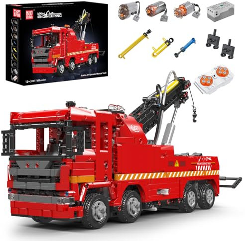 Mould King 19017 MOC Technik Pneumatischer Rettungsabschleppwagen-Baustein-Modell-Set, APP Ferngesteuerter für Scania-LKW Technologie Klemmbausteine Bausatz Baugerät-Modell（1653+Teile）