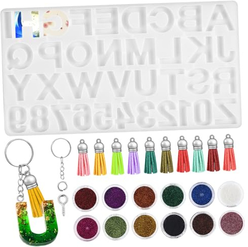 Operitacx 1 Juego Moldes de Silicona para Letras y Kit de Moldeo de Resina Epóxica para Pendientes Accesorios y Decoraciones Diy