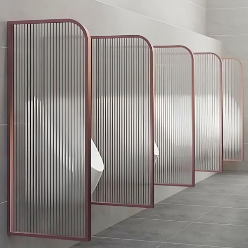 Wandmontage Urinal Sichtschutz Trennwand, Schamwand Toilettenabtrennung mit Edelstahlrahmen & gehärtetem Glas für öffentliche WCs in Schule Hotel Kino Bar Einkaufszentrum, 1pc(Rose gold,120cm/47.2in)