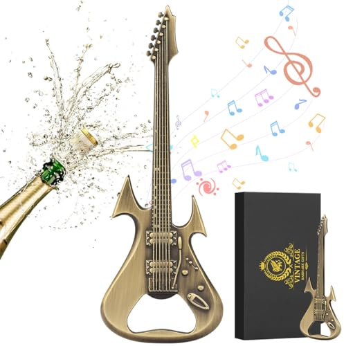 Retro Guitar Bottle Opener with Gift Box, Metal Beer Opener, Music Gifts | Present for Guitar Teacher, Guitarist Birthday Christmas Gift Set, Kitchen Bar Accessory, BBQ Party Tools, Music Lovers Gifts