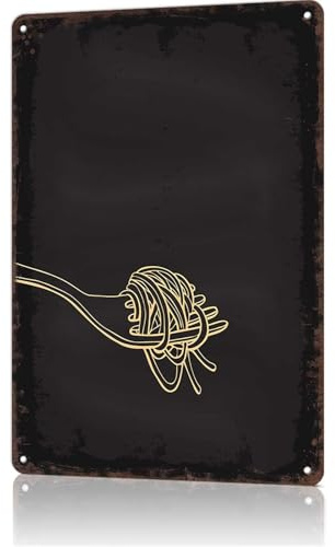 Funny Signs Pasta Menu Spaghetti Fork Tin Sign Vintage Metal Signs For Restaurant Kitchen Bar Cafe Wall Decor 8x12inch