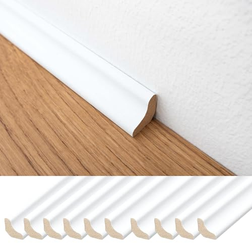 Project DIY® White Laminate Scotia Beading – Pack of 10 (12m Total) – 1.2m Lengths, 15mm x 15mm – Paintable Floor Edge Trim for Laminate, Wood, LVT & Engineered Flooring – Glue or Pin Installation