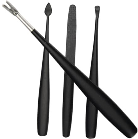 ULTECHNOVO Kit de Manucure 4 Pièces en Acier Inoxydable, Outil à Cuticules Compact et Léger, Sûr Usage Salon et Domicile