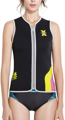 ALCXAZS 3MM Neoprenanzüge Hochelastisches ärmelloses Schnorcheln SCR Neopren UV-Schutz Neoprenanzug Oberteile Weste für Wasseraktivitäten, Schwarz, XL