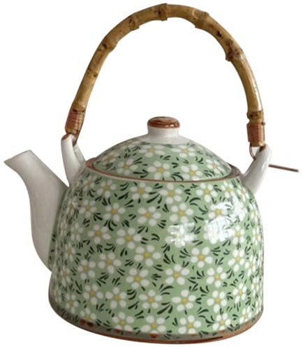 TOBBOMEY Teiera in Ceramica Stile Giapponese con Colino Brocca da Tè Compatta e Leggera per Uso Domestico Ufficio e Sala da Tè Teiera in Porcellana con Superficie Lucida e Design