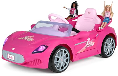 PEG Barbie RC Auto Elettrica Cavalcabile 12V per Bambini con Telecomando, Guida Manuale, Doppio Sedile per 2 Barbie, Portiere Apribili, Luci e Suoni, Età 18+ Mesi