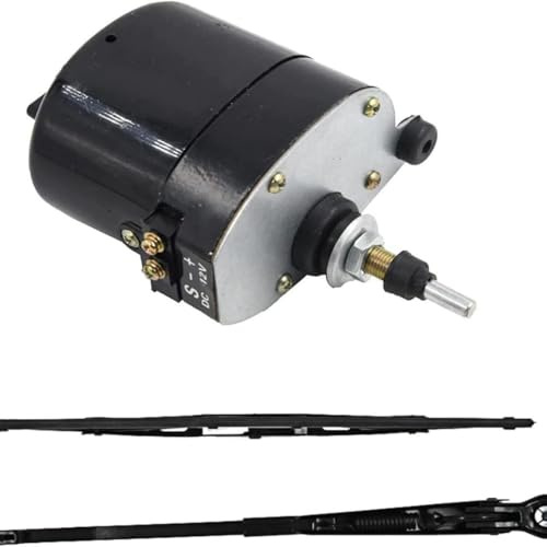 AFAIK Scheibenwischermotor 12V mit Arm und Blatt, 105° Wischerwinkel, Universal für Traktoren und Jeeps