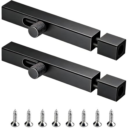 2 Pack Door Lock Bolt, 4 Inch Heavy Duty Anti-Rust Door Latch Bolts, Black Slide Gate Latches Bolt with Screws for Internal Door, Bathroom, Toilet Shed, Gate, Shed & Bedroom