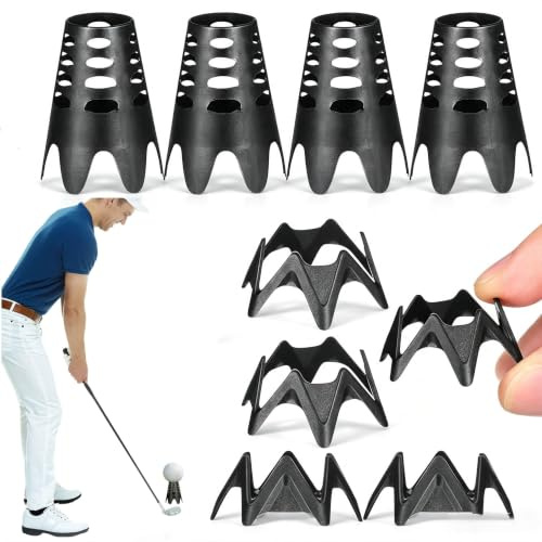 Toddmomy 10 Stück Golf Tees Kunststoff, Wiederverwendbare Simulator Halterung für Matte & Rasen, Langlebiges Indoor Equipment, Range Tee Set für Drivingrange Übungsmatte, Wintertees Schwarz | Robuste Polypropylen Ballhalter zum Abschlag, Bruchfeste Stütze für Heim Training Netz, Praktisches Ballständer Geschenk