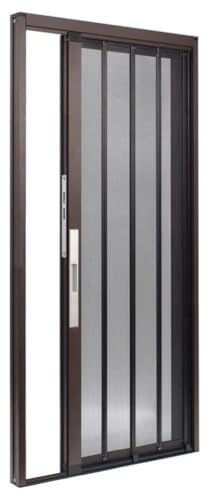 Sxlawesom Puerta plegable corredera, Mosquitera retráctil, Apertura lateral, Marco de aluminio y panel de malla de acero inoxidable