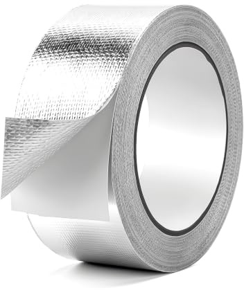 Aluminium Klebeband Hitzebeständig 55mmx20m, Aluklebeband für Isolierschlauch Klimaanlage, Wasserdichtes Auspuff Dichtband für Reparaturen, Isolierung und Abdichtung an Abluftschlauch & Rohrleitungen