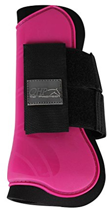 QHP Gamaschen Hartschalengamaschen Pferdeschutz 3 Verschiedene Größen 13 (Pony, Fuchsia)