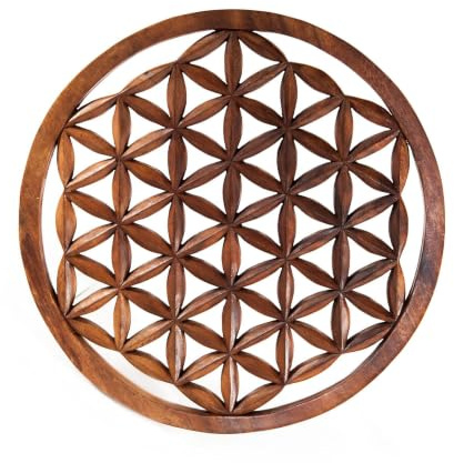 Großes Wandbild Ø 40 cm Lebensblume Holzbild | Energiebild, Handarbeit aus Holz