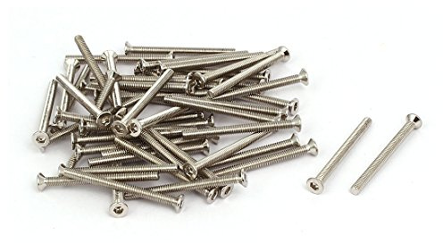 sourcing map M2,5 x30mm Tornillo de Cabeza hueca hexagonal grado 10,9 tono Plata de Cabeza plana 50pcs