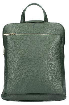 OBC Made in Italy Damen echt Leder Rucksack Daypack Lederrucksack Tasche Schultertasche Ledertasche Handgepäck Nappaleder (Grün 25x30x11 cm)