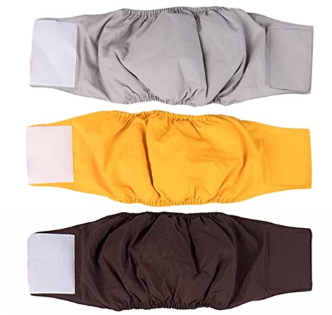 Amaliy Windeln für Männliche Hunde (3-er Packung) - Waschbare Rüde Hund Windeln Hunde Bauchband (XS(Taille: 22-32cm))