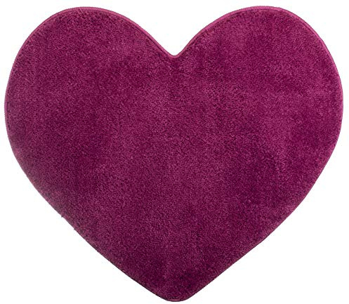 Brandsseller Herz Badematte 70x80 cm Badteppich Badvorleger Badezimmerteppich Duschvorleger Beere