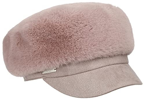 Seeberger Elbsegler Fake Fur Ballonmütze Schildmütze Damencap Baker-Boy-Mütze Damen - mit Schirm, Futter Winter Herbst-Winter - One Size rosa