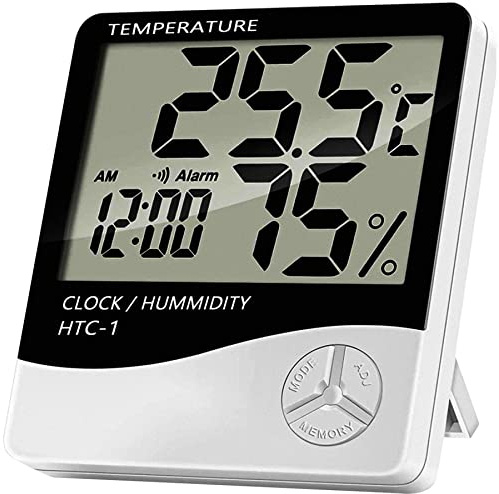 Retoo Estación Meteorológica Electrónica con Termómetro y Higrómetro, reloj digital con medidor de temperatura y humedad, medición Celsius Fahrenheit, medición de temperatura, lecturas precisas