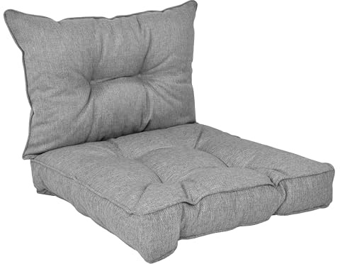 POKAR Loungekissen Stuhlkissen für Stuhl Rattanmöbel Gartenmöbel Kissen, 2er Set (1x Sitzkissen 70x70x10 cm + 1x Rückenlehne 70x40x10 cm), Grau