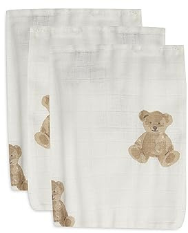 Jollein Waschlappe Baby - Teddy Bear - 3er Pack - 15x20cm - 100% Baumwolle - Waschhandschuh - Teddybär