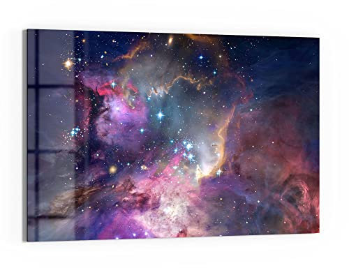 DEQORI Glas-Magnettafel | 60x40 cm groß | Motiv Farbenfrohe Galaxie | Memo-Board aus Glas | Magnetboard inkl. Magnete, Stift & Tuch für Küche & Büro | Tafel magnetisch & beschreibbar