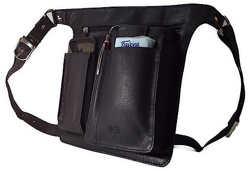 Leder Kellnertasche Kellnerholster (319B) Kellner Holster Halfter Tasche Schwarz Neu