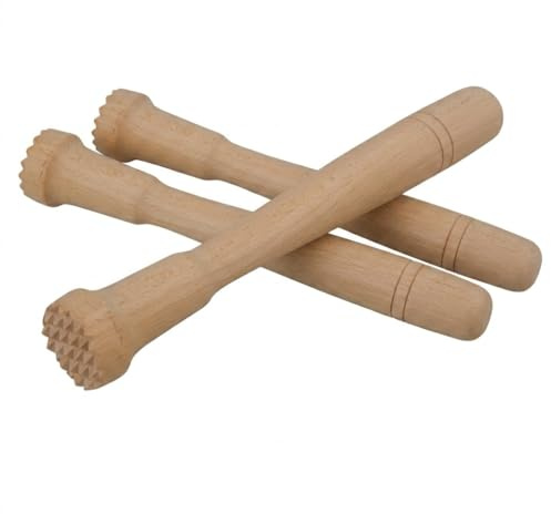 CULIMI Cocktail Stößel Holz 3er Set – Caipirinha und Mojito Muddler aus Buchenholz – Limetten Stampfer – Bar Zubehör