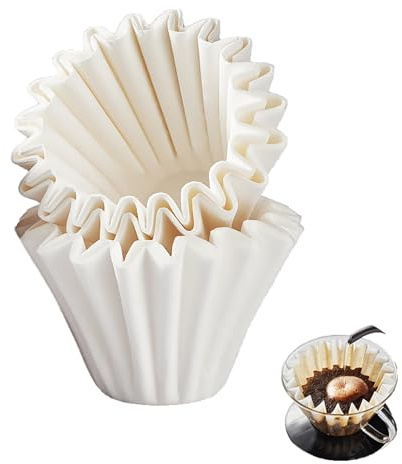 100 Stück Korb Kaffeefilter Papier für Kaffeemaschine, 1-2 Tassen, Weiß | einwegpapier kaffeefilter für zuhause büro café restaurant, unbebleichte natürliche papier, geeignet für 1-2 personen