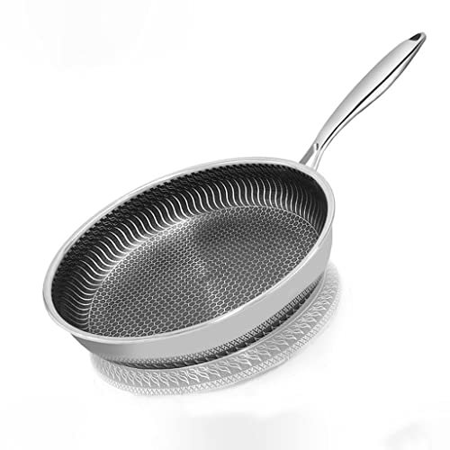Edelstahlpfanne, antihaftbeschichtete Pfanne, Haushaltsbratpfanne, Steakpfanne, Induktionsherd, Gasherd, universell (Farbe: D, Größe: 30 cm)