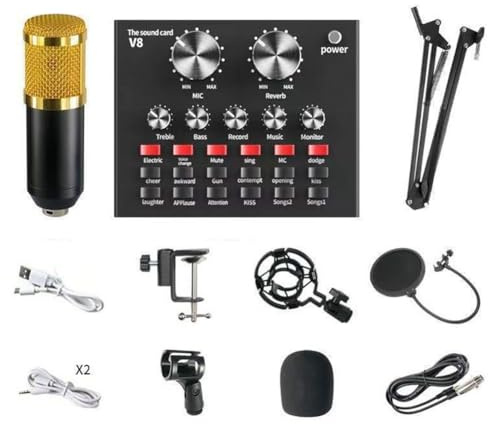 iFutniew BM-800+V8 Kit scheda audio Accessori Attrezzature podcast Bundle Rete vocale Karaoke Diaframma Microfono a condensatore Kit karaoke