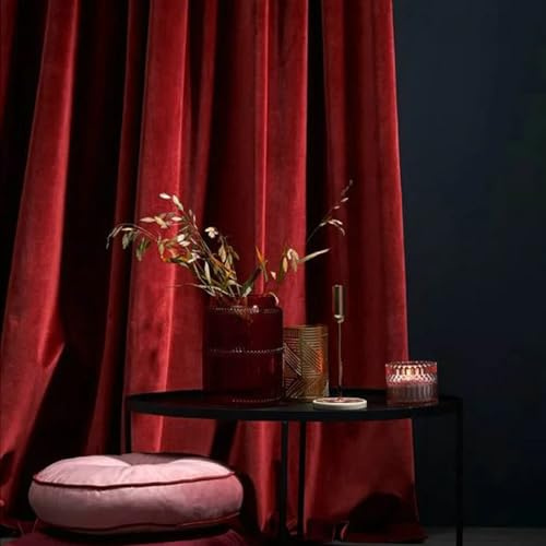 Whoiy Grommet Blackout Curtains 84 Inch 2 Piece, Velvet Solid Color Patio Door Curtains Modern Drapes Curtains Red Room Darkening 34W x 84L Inch