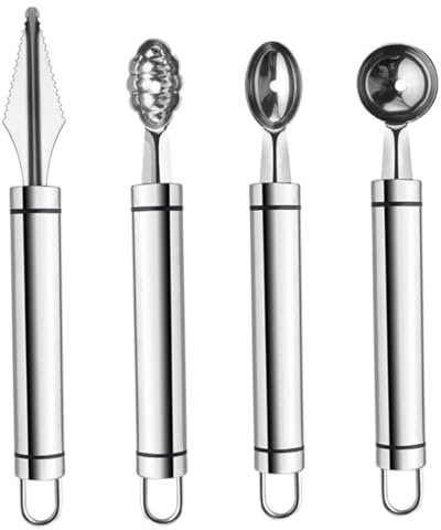 VINTORKY 4pezzi Utensili Per Intagliare Inossidabile Include Melon Baller e Scavino Per Anguria e Decorazioni Fruttate