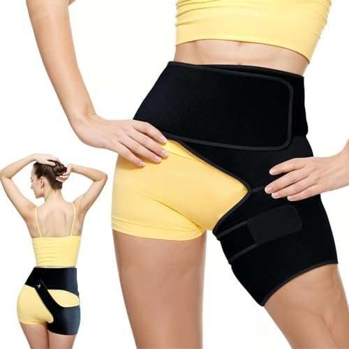 Astorn Soporte de Cadera y Muslo para Pierna Izquierda (Large) - Faja Ajustable para Ciática, Ingle, Muslo, Isquiotibiales, Artritis, y Nervio Ciático para Hombres y Mujeres