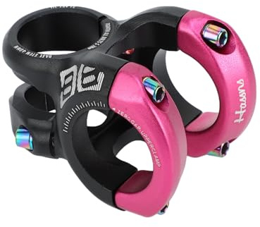 INFINAUTO Guidon Court pour VTT, Potence De 31,8 Mm De Diamètre, 40 Mm De Longueur, Vélo De Route VTT BMX Fixie Gear Cyclisme, Potence Courte À Angle De 0 Degré, Noir Rose, 1 Pièce