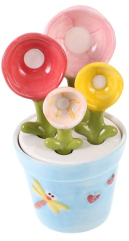 PHENOFICE 1satz Blumenförmiger Keramik-messlöffelset Mit Petal Design Zum Messen Von Kaffee Salz Und Praktische Backhilfe Für Kreative Köche