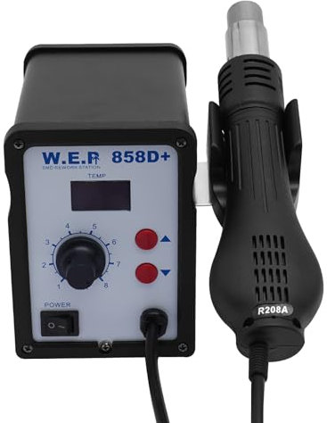 Station de soudage à air chaud, 700 W, station de soudage SMD, station de reprise avec 3 buses d'air chaud, affichage numérique de la température LED, 100-450 ℃ pour chauffer l'étain et