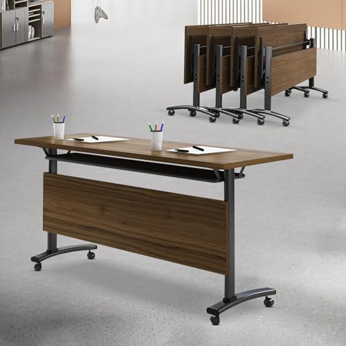 Klappbare Konferenztische mit feststellbaren Rädern, tragbar und platzsparend, für Büro, Zuhause, Klassenzimmer und Seminarräume, langlebig, für 2 bis 10 Personen, 6 Stück