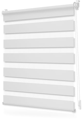 Lichtblick Duo Rollo ohne Bohren Blickdicht Weiß 80 cm x 130 cm (B x L) | Duo Rollo, Rollos für Fenster ohne Bohren, Montage ohne Bohren, Mit Lichtfilter, Klemm-Montage, Sonnenschutz, Klemmbar
