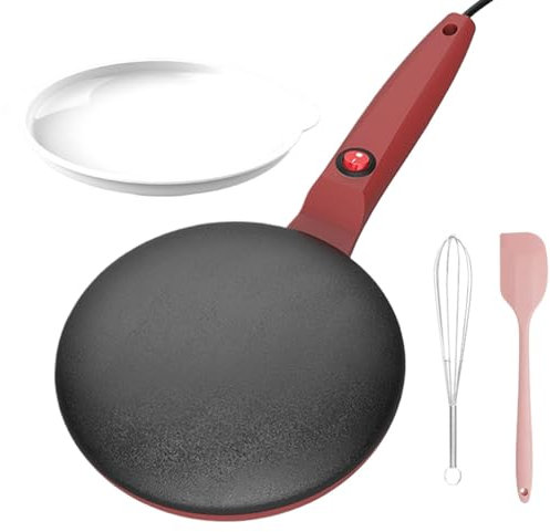 lyanny Crepera Eléctrica, Crepera Instantánea con Mango Antiadherente, Crepera Eléctrica Instantánea Antiadherente De 20 Cm, Control Automático De Temperatura, Fácil Limpieza