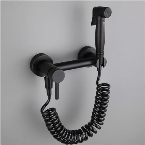 Kit de douche mural en laiton noir pour bidet avec pommeau de douche de 3 m