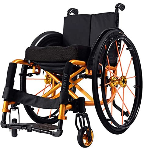 PNAJFUEL Leichter Sportrollstuhl Aluminium-Faltrollstuhl Manueller Selbstfahrer/Yellow/Seat Width 36Cm