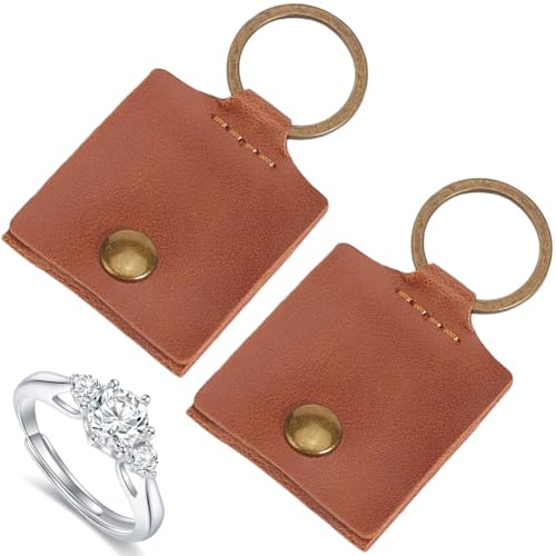 GORGECRAFT 1 Box 2 Stück Leder Ringbeutel PU Leder Schlüsselanhänger Ringhalter Reiseetui Klein Tragbar Für Workout Und Fitnessstudio Schmuckbeutel Zur Aufbewahrung von Hochzeitsringen Verlobungsringe