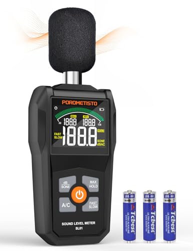 POROMETISTO SL01 Dezibel Messgerät,30-130dB Schallpegelmessgerät,Mit A/C-Gewichtung,Datenspeicherung,Maximum/Minimum),Präzises db Messgerät für Professionelle,Industrie & Privatgebrauch
